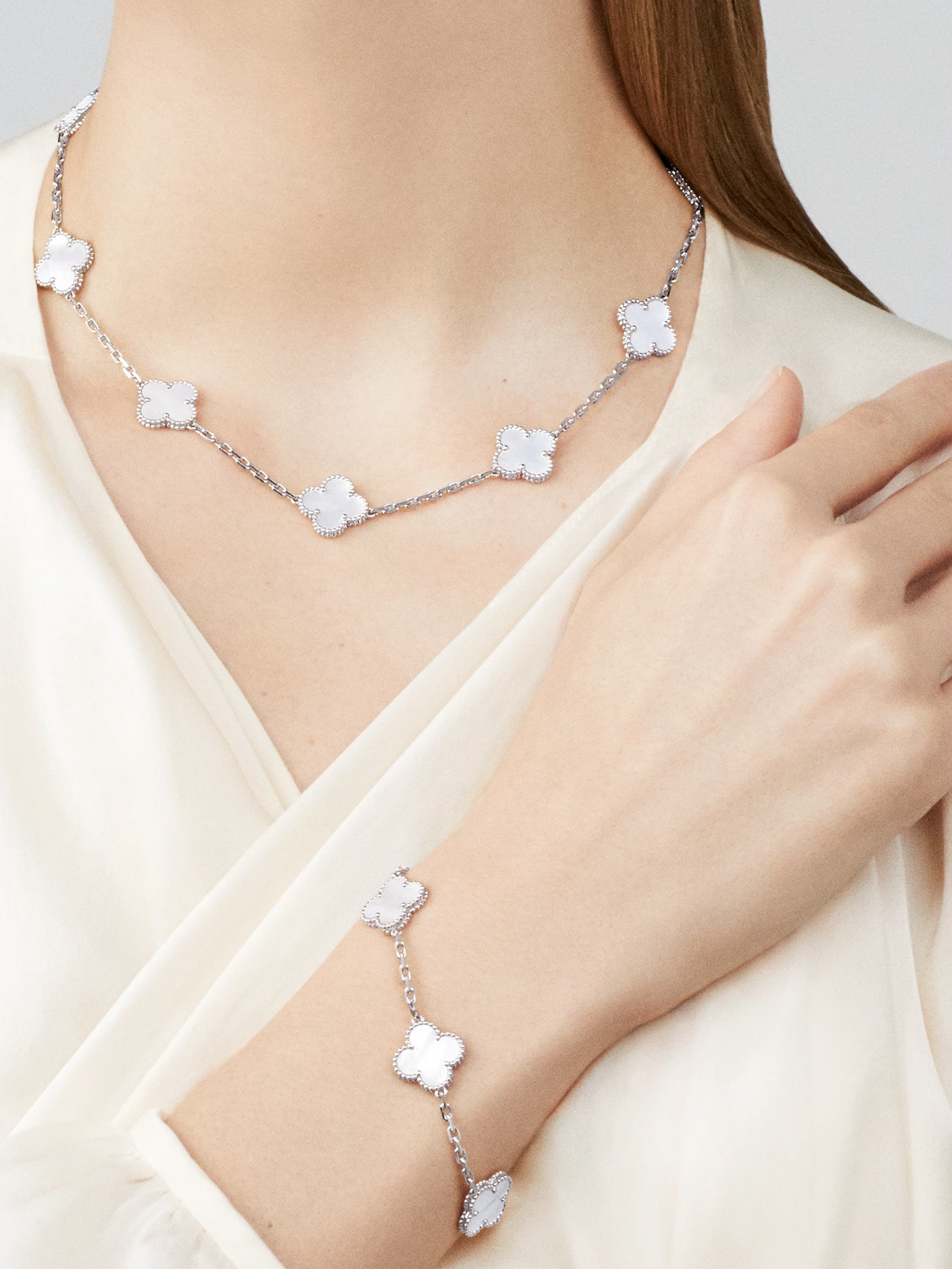 Bracciale Quadrifoglio bianco madreperla