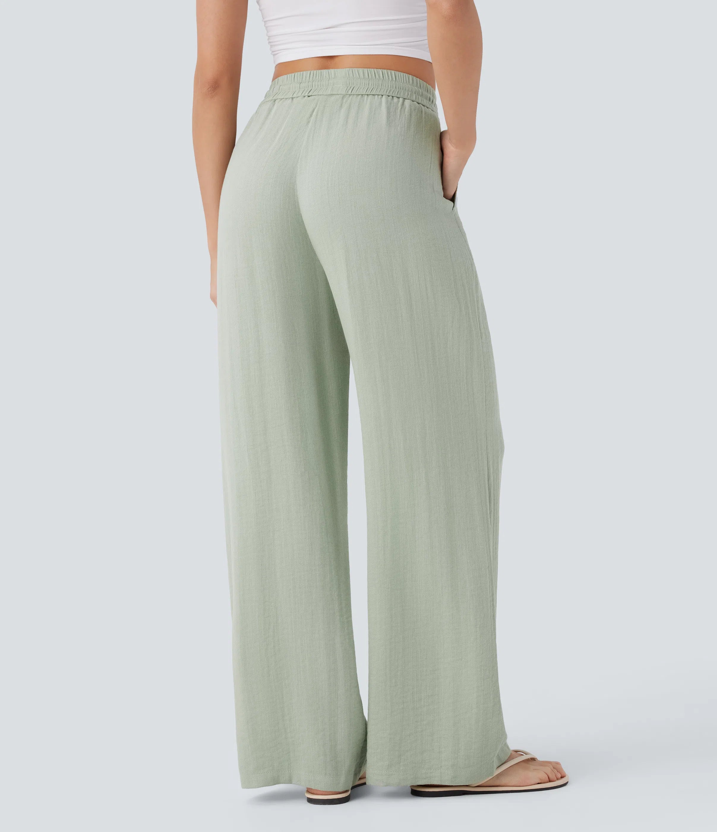 PANTALONE SICILIA EFFETTO LINO A VITA ALTA