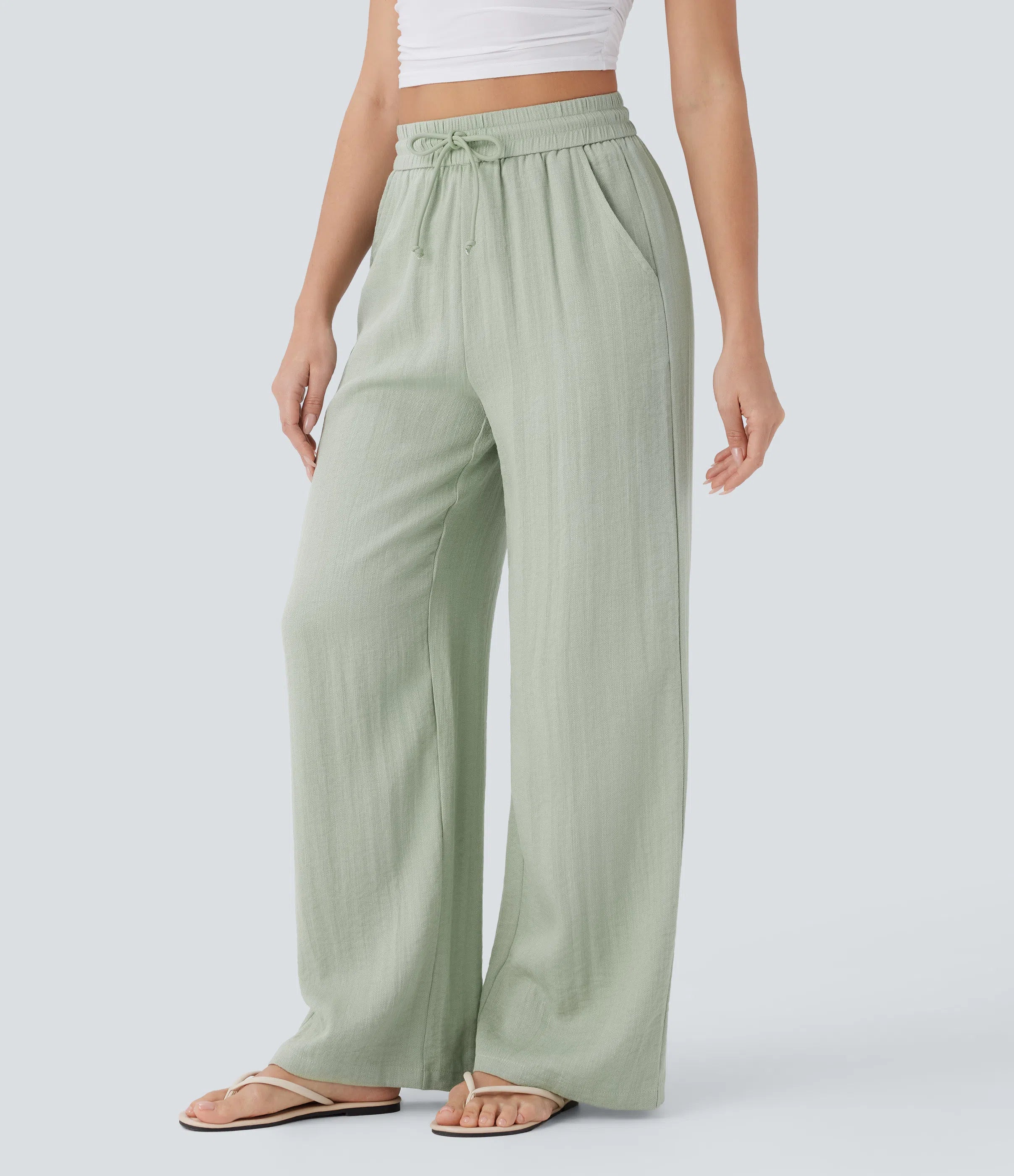 PANTALONE SICILIA EFFETTO LINO A VITA ALTA