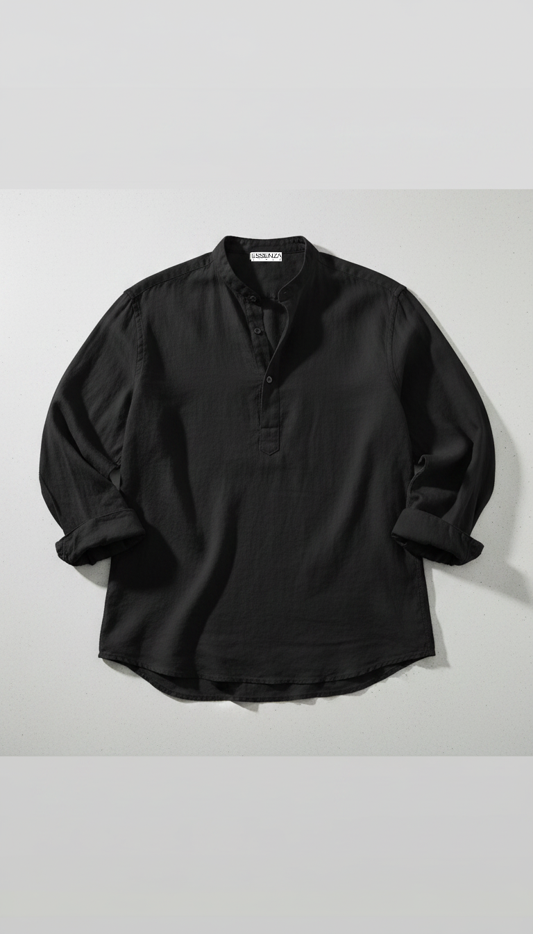 MAGLIA TOSCANA IN LINO NERA