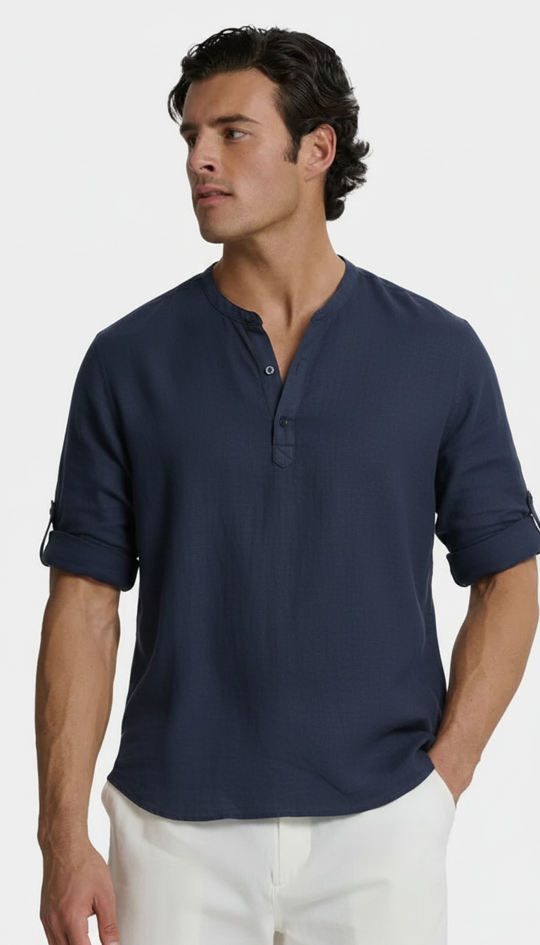 MAGLIA TOSCANA IN LINO BLU