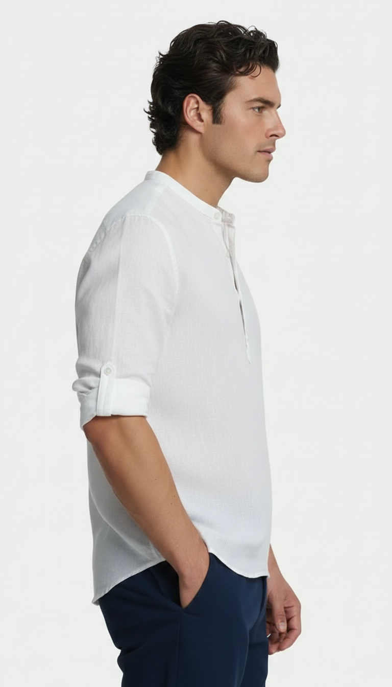 MAGLIA TOSCANA IN LINO BIANCA