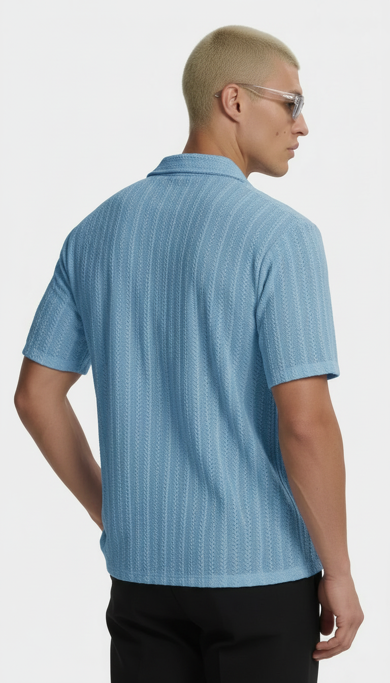 CAMICIA VENEZIA IN LINO AZZURRA