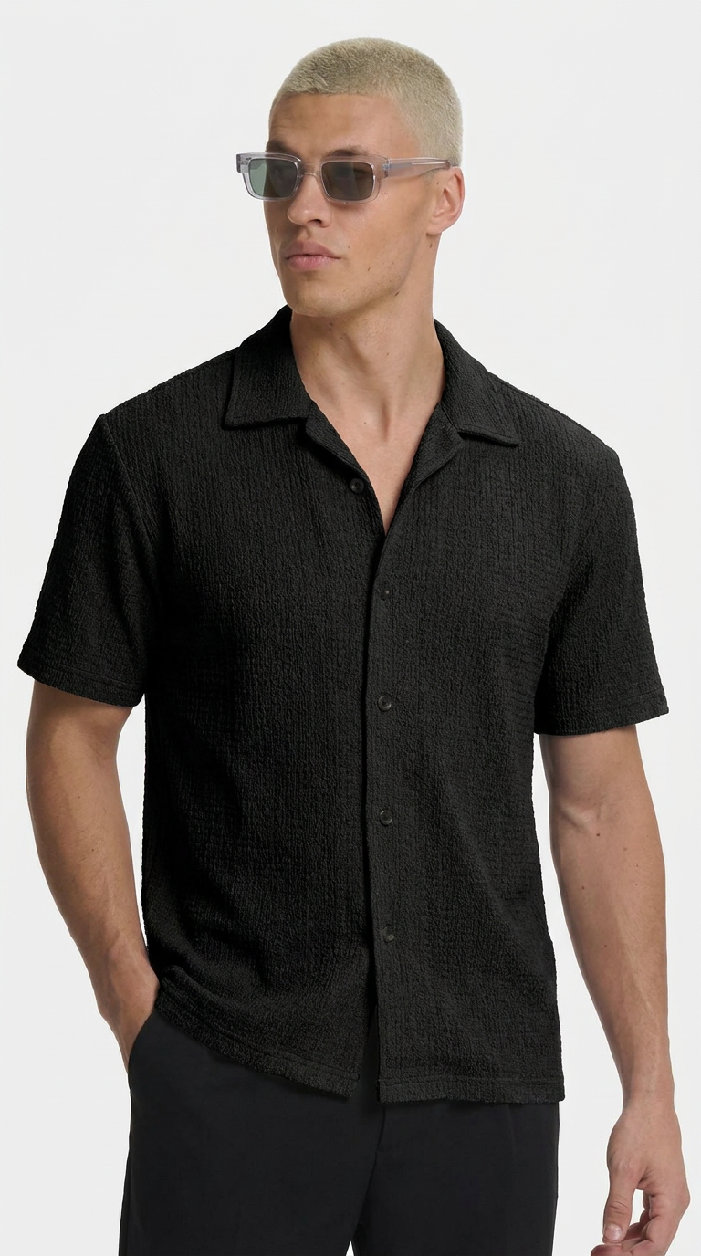 CAMICIA VENEZIA IN LINO NERA