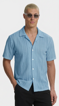 CAMICIA VENEZIA IN LINO AZZURRA