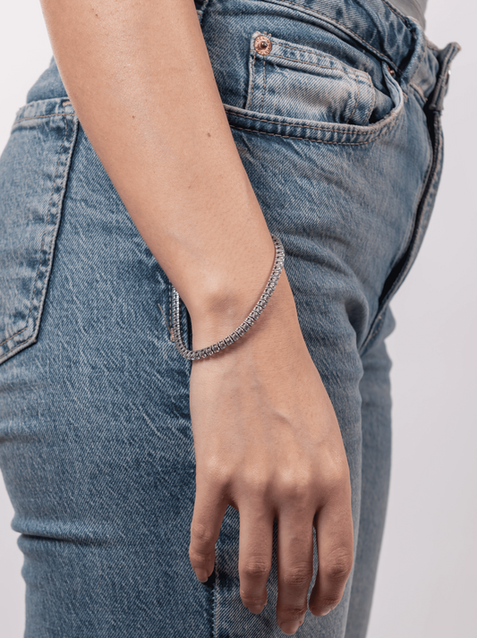 Bracciale tennis bianco silver 3 mm