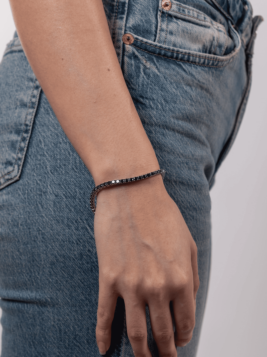 Bracciale tennis nero silver 3 mm